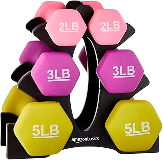 Amazon Basics Neoprene Dumbbell Hand Weights for Exercise and Muscle Toning