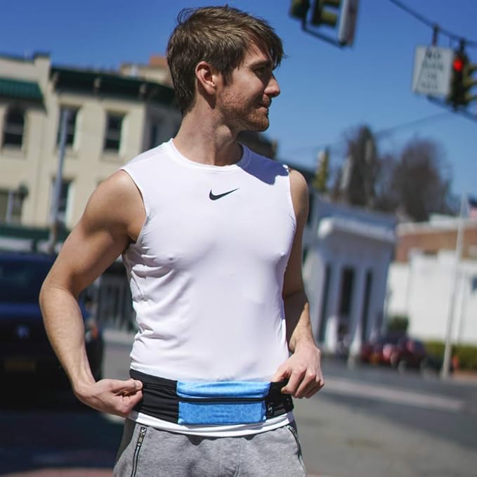 3 Pocket Adjustable Running Belt Waist Pack, Fanny Pack For Working Out With Sweat Resistant Backing, Holds All iPhone Models