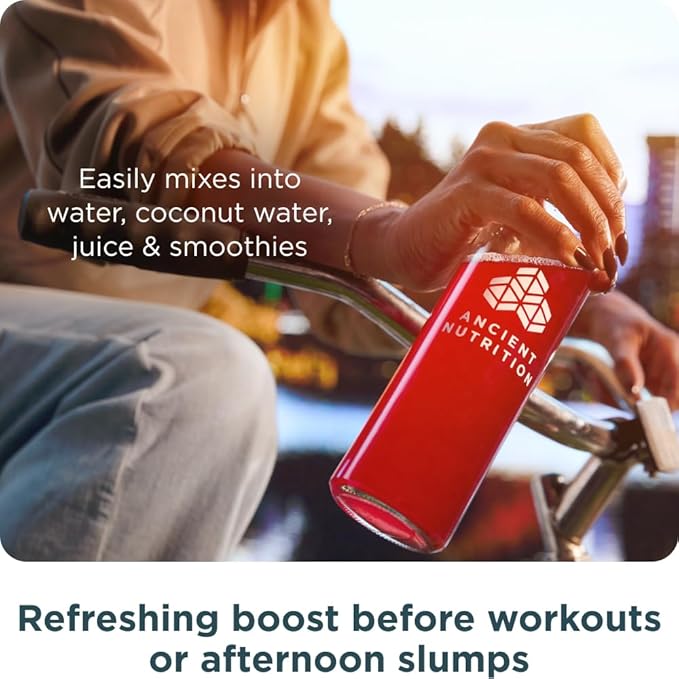 Ancient Nutrition Clean Energy Powder, Strawberry Kiwi, Supports Healthy Energy and Cognitive Health, Promotes Mental Alertness and Focus, 30 Servings