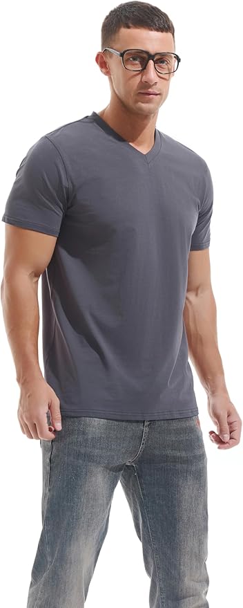 VEIISAR Premium V Neck T Shirts for Men - Modern Fitted Tees Vneck Undershirts