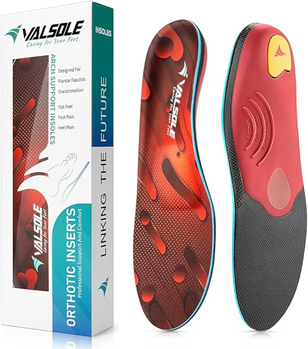 VALSOLE Heavy Duty Support Pain Relief Orthotics - 220+ lbs Plantar Fasciitis High Arch Support Insoles for Men Women, Flat Feet Orthotic Insert, Work Boot Shoe Insole, Absorb Shock with Every Step
