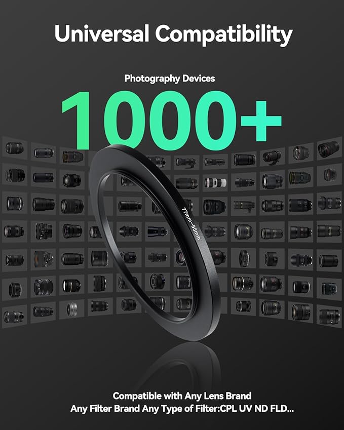46-67mm Metal Step-Up Ring Adapter Compatible with Mirrorless Cameras DSLR Lens, UV CPL ND Filter Thread Converter, Black