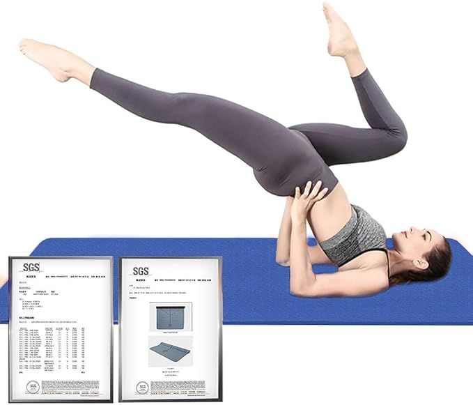 Hatha Yoga Extra Thick TPE Yoga Mat - 72"x 32" Thickness 1/2 Inch -Eco Friendly SGS Certified - With High Density Anti-Tear Exercise Bolster For Home Gym Travel & Floor Outside