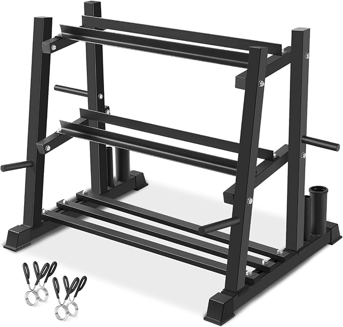 Dumbbell Rack, Bongkim Dumbbell Set with Rack Stand, Dumbbells Weights Rack for Home Gym, Weight Rack for Dumbbells, Kettlebells, and Weight Plates 1100LBS