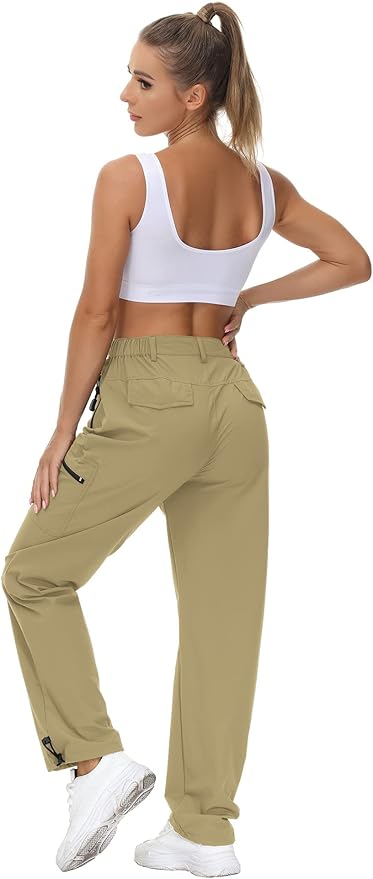 VVK Women's Hiking Cargo Pants Lightweight Quick Dry Outdoor Athletic Pants Camping Climbing Golf Zipper Pockets