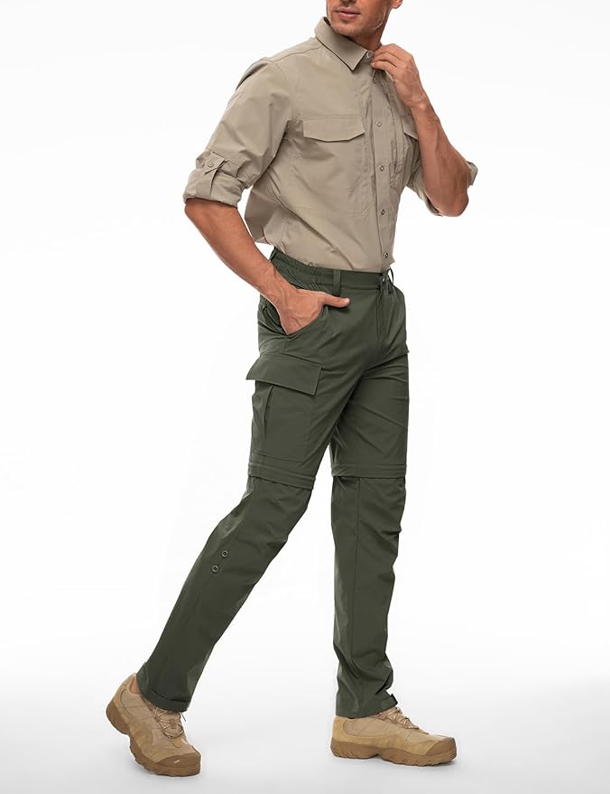 Wespornow Men's-Convertible-Hiking-Pants Quick Dry Lightweight Zip Off Breathable Cargo Pants for Outdoor, Fishing, Safari