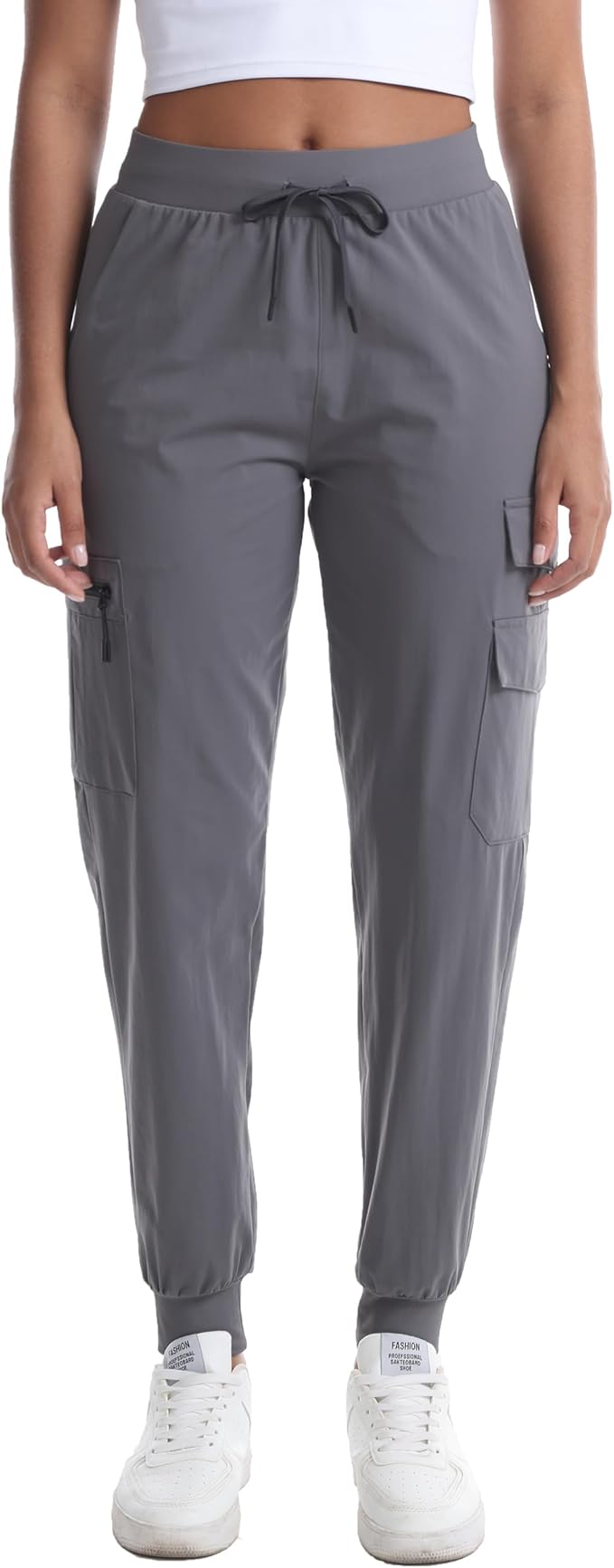 Women's Lightweight Hiking Joggers with Pockets - Water Resistant Cargo Pants for Outdoor Workouts Camping
