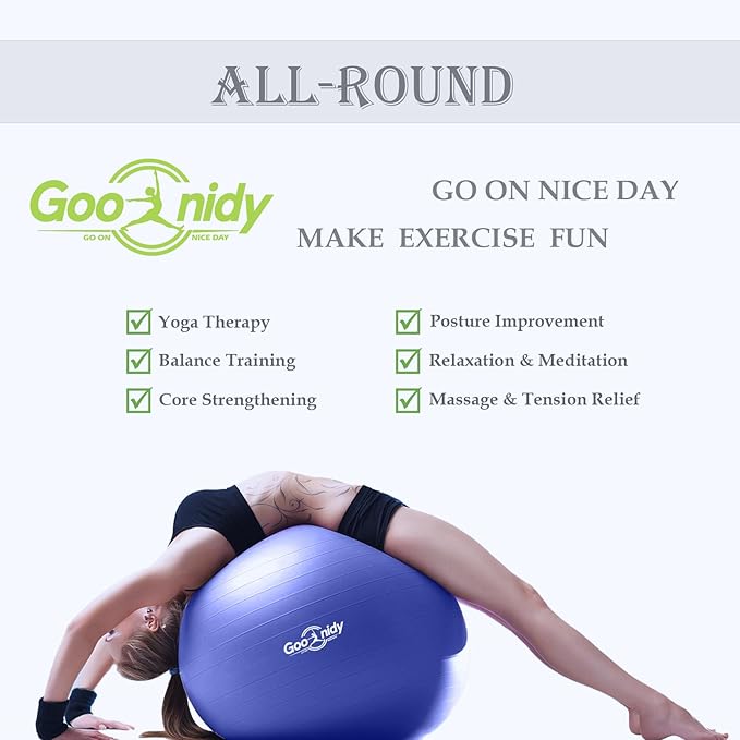 Soft Exercise ball, Anti-Burst Yoga Ball Chair Supports 2200lbs, Workout Equipment w/ Pump for Women Pregnancy, Medicine, Birthing, Physical Therapy, Stability, Excersing, Birth, Swiss, Fitness, Gym