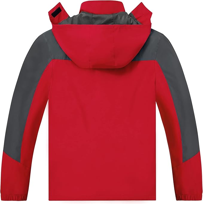 TEZO Mens Rain Jacket Waterproof with Hooded Hiking Coat Lightweight Windbreaker