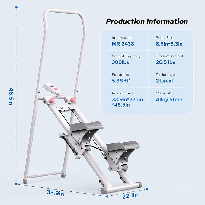 MERACH Stair Stepper for Home Gym Exercise, New Version Vertical Climber Machine for Full-Body Workout, Compact Folding Cardio Exercise Climber with Extended Step Range, Adjustable Handlebar & Pedals