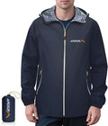 APEXUP Packable Rain Jacket Men with Reflective Zipper, Lightweight Waterproof Raincoat, Mens Rain Jacket for Outdoor Sports