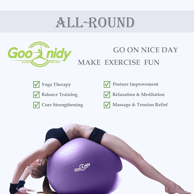 Soft Exercise ball, Anti-Burst Yoga Ball Chair Supports 2200lbs, Workout Equipment w/ Pump for Women Pregnancy, Medicine, Birthing, Physical Therapy, Stability, Excersing, Birth, Swiss, Fitness, Gym