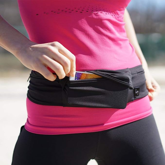 3 Pocket Adjustable Running Belt Waist Pack, Fanny Pack For Working Out With Sweat Resistant Backing, Holds All iPhone Models