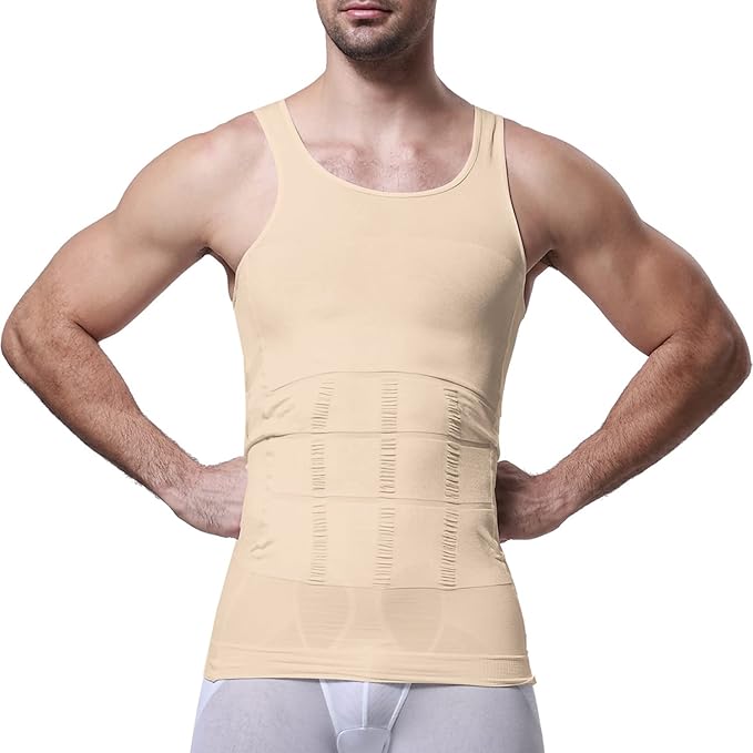 GKVK Mens Slimming Body Shaper Vest Shirt Abs Abdomen Slim