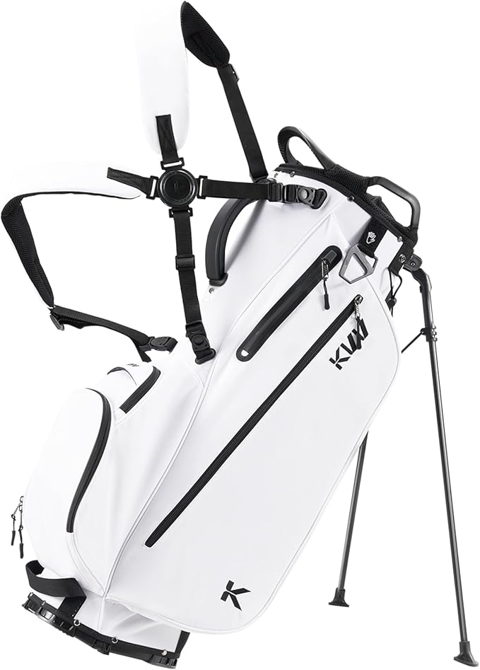 KVV Lightweight Golf Stand Bag with 7 Way Full-Length Dividers, 5 Zippered Pockets, Automatically Adjustable Dual Straps，Elegant Design