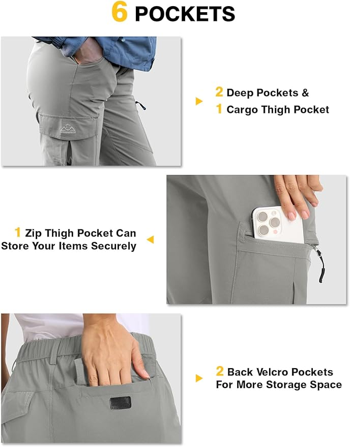 TBMPOY Women's Hiking Cargo Pants Lightweight Water Resistant Quick Dry Fishing Camping Travel Work Pant with 6 Pockets
