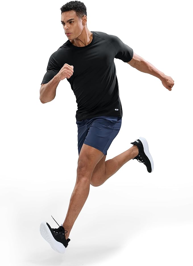 MIER Men's Dry Fit Workout T-Shirts Athletic Running Tee Short Sleeve Crew Neck Gym Tops, Polyester, Moisture Wicking