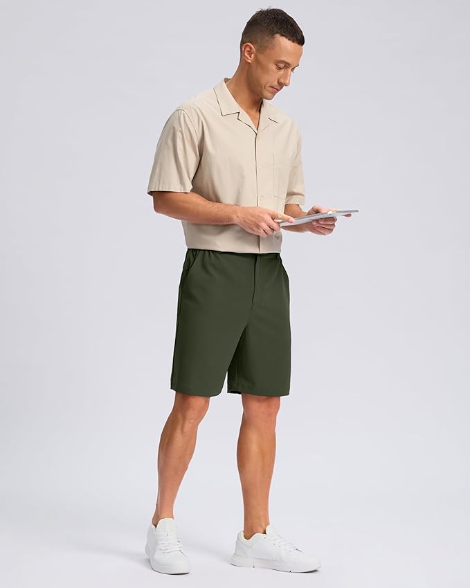 Pudolla Men's Casual Shorts 7"/9" Lightweight Golf Shorts with 3 Pockets Stretch Quick Dry Comfy Work Shorts