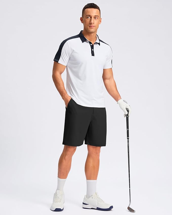 Pudolla Men's Casual Shorts 7"/9" Lightweight Golf Shorts with 3 Pockets Stretch Quick Dry Comfy Work Shorts