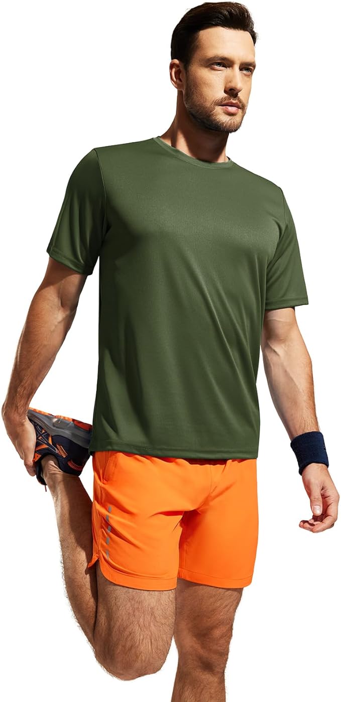 MIER Men's Quick Dry Workout Shirts Moisture Wicking Running Athletic Performance T-Shirts Recycled Polyester Top Tee