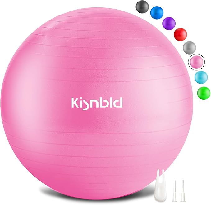 Exercise Ball, Extra Thick Yoga Ball for Workout Pregnancy Stability, 4 Sizes Anti-Burst Balance Ball with Foot Pump - Heavy Duty Fitness Ball Chair for Office, Home & Gym
