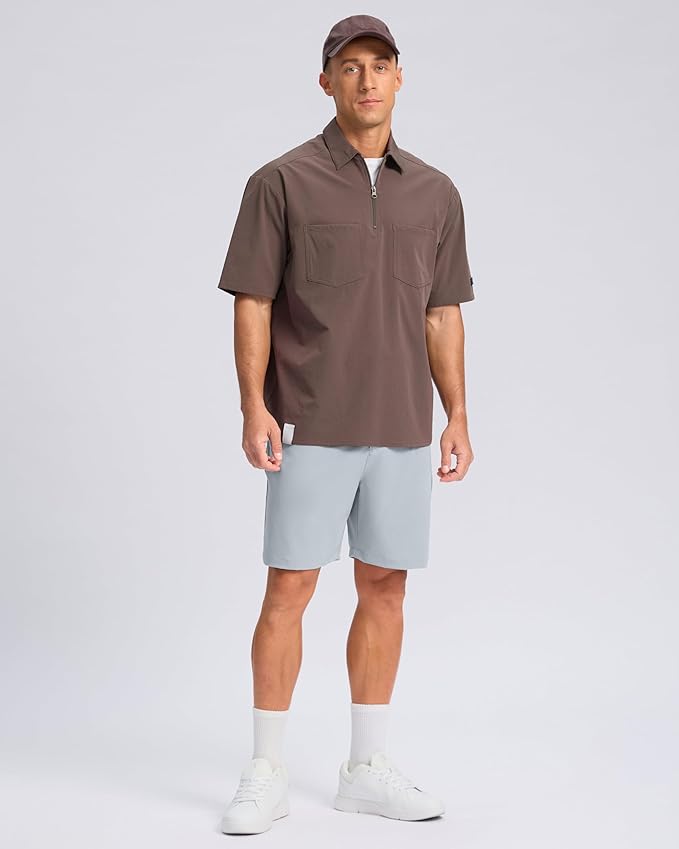 Pudolla Men's Casual Shorts 7"/9" Lightweight Golf Shorts with 3 Pockets Stretch Quick Dry Comfy Work Shorts