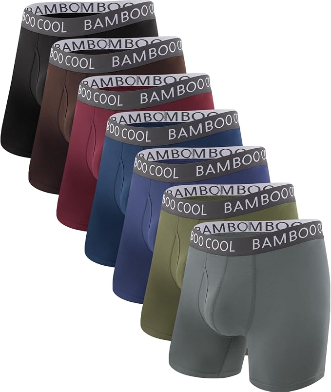 BAMBOO COOL Men's Ultra ComfortSoft Underwear, Moisture Wicking & Breathable No Ride Up Boxer Briefs with Fly, Multipack