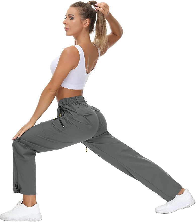 VVK Women's Hiking Cargo Pants Lightweight Quick Dry Outdoor Athletic Pants Camping Climbing Golf Zipper Pockets