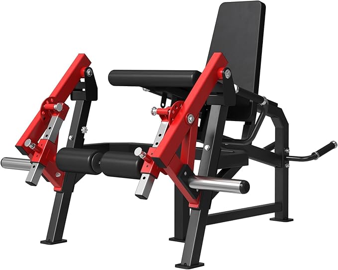 GMWD Leg Extension and Curl Machine, Single Leg Extension, Lying Leg Curl, Standing Leg Curl, Adjustable Leg Exercise Bench with Plate Loaded, Leg Machine Home Gym, Red