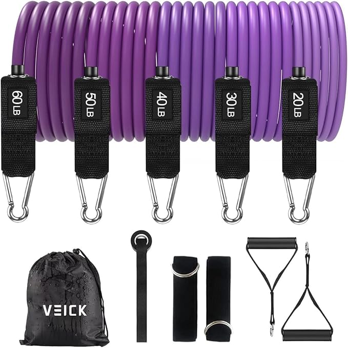 VEICK Resistance Bands, Exercise Bands, Workout Bands, Resistance Bands for Working Out with Handles for Men and Women, Exercising Bands for Fitness Weights Work Out at Home