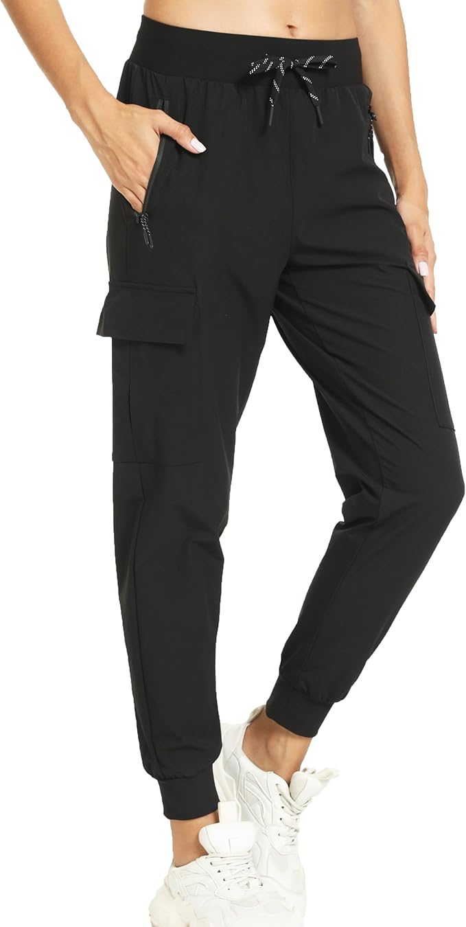 Kcutteyg Womens Water Resistant Hiking Pants with Pockets Quick Dry Soft Athletic Workout Joggers Pants for Camping Travel