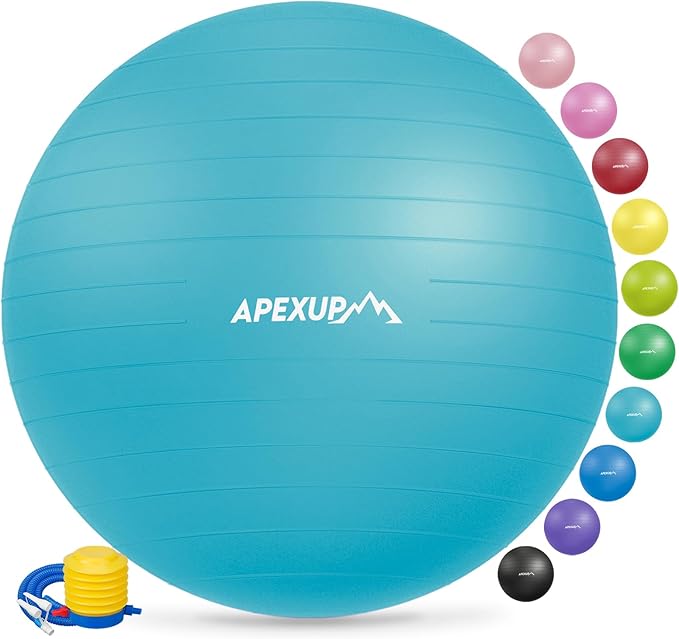 APEXUP Yoga & Pilates Ball - Anti Slip Heavy Duty Gym Ball for Fitness, Balance & Core Workout