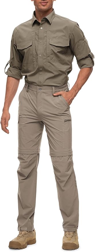 Wespornow Men's-Convertible-Hiking-Pants Quick Dry Lightweight Zip Off Breathable Cargo Pants for Outdoor, Fishing, Safari