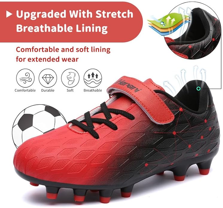 Hanani Boys Soccer Cleats Kids Girls FG/AG Soccer Athletics Sport Shoes Training Shoes Running Shoes Teenager Indoor Outdoor Football Shoes Sneakers for Unisex
