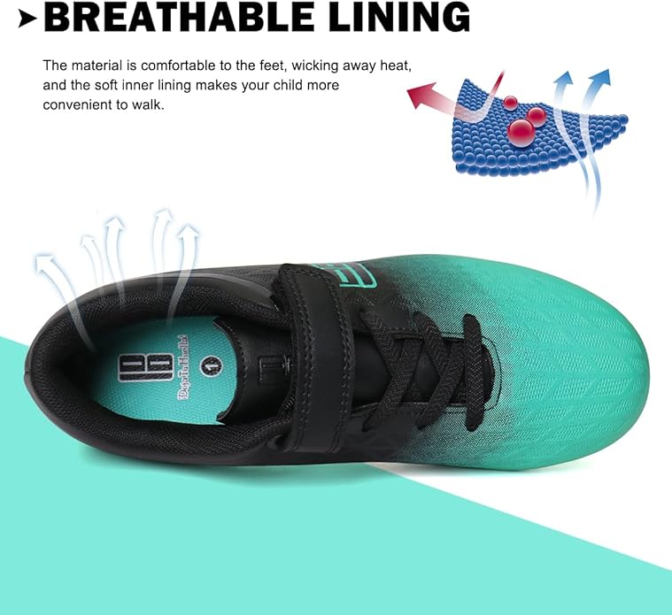 brooman Kids Firm Ground Soccer Cleats Boys Girls Athletic Outdoor Football Shoes