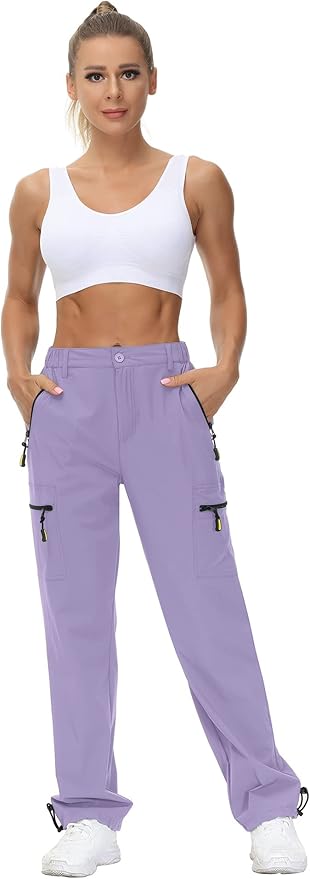 VVK Women's Hiking Cargo Pants Lightweight Quick Dry Outdoor Athletic Pants Camping Climbing Golf Zipper Pockets
