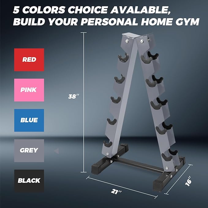 RitFit 250LB/300LB Rubber Hex Dumbbell Sets with Weights Rack, Multiple Color Choices Available, Great Gym Equipment for Home, Strength Training, Workouts