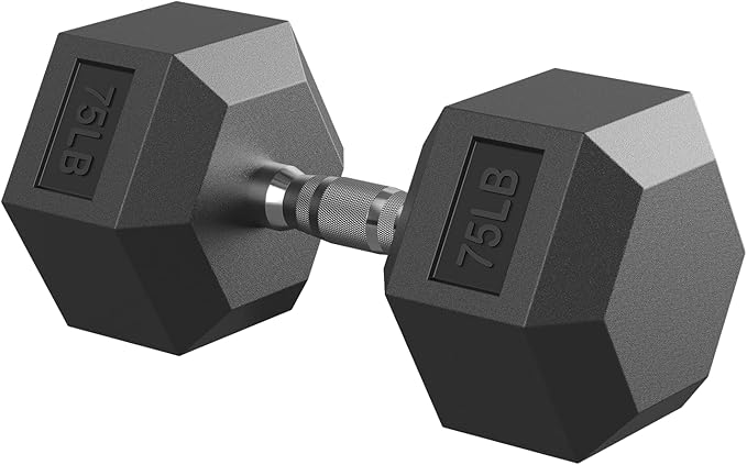 Hex Dumbbell 40-125 lb, Rubber Encased Exercise & Fitness Dumbbells, Hand Weight for Strength Training