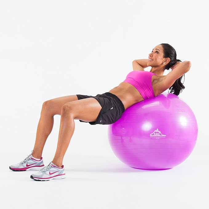 Black Mountain Products Exercise Stability Yoga Ball, Foot Pump, Ball Plug, Plug Puller, 2000 Lbs Static Weight Capacity Antiburst