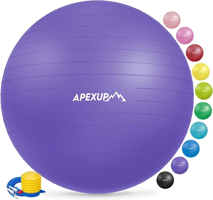 APEXUP Yoga & Pilates Ball - Anti Slip Heavy Duty Gym Ball for Fitness, Balance & Core Workout