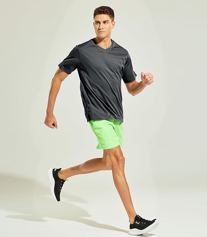MIER Men's Quick Dry Workout Shirts Moisture Wicking Running Athletic Performance T-Shirts Recycled Polyester Top Tee