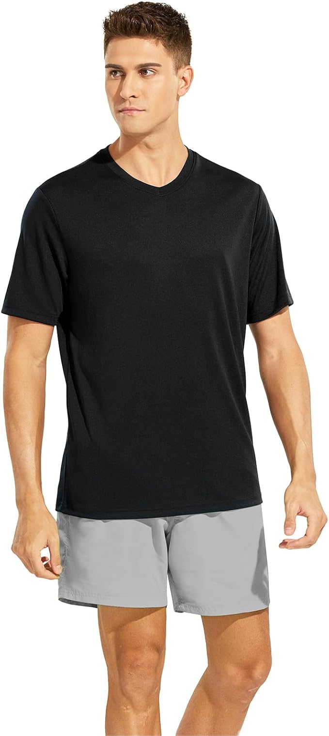 MIER Men's Quick Dry Workout Shirts Moisture Wicking Running Athletic Performance T-Shirts Recycled Polyester Top Tee