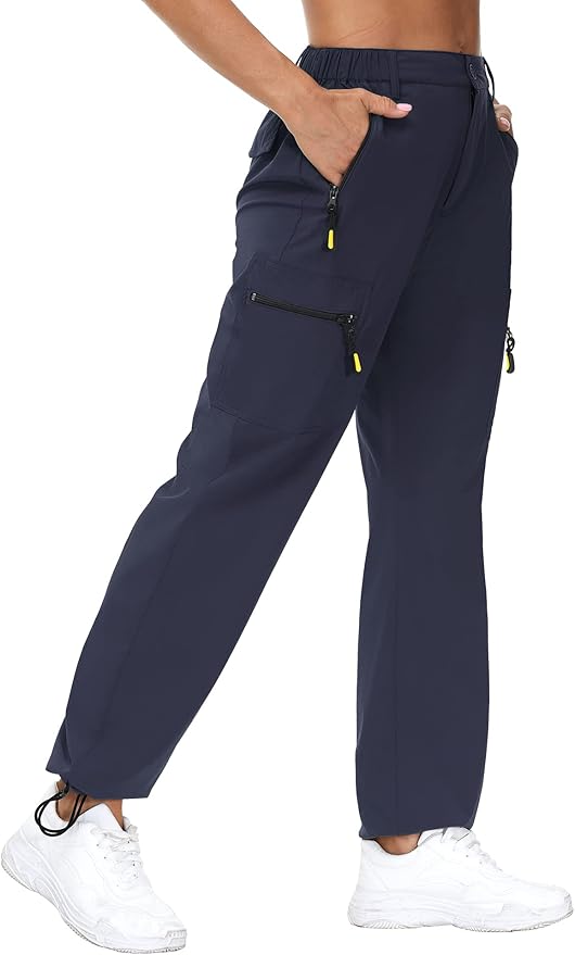 VVK Women's Hiking Cargo Pants Lightweight Quick Dry Outdoor Athletic Pants Camping Climbing Golf Zipper Pockets