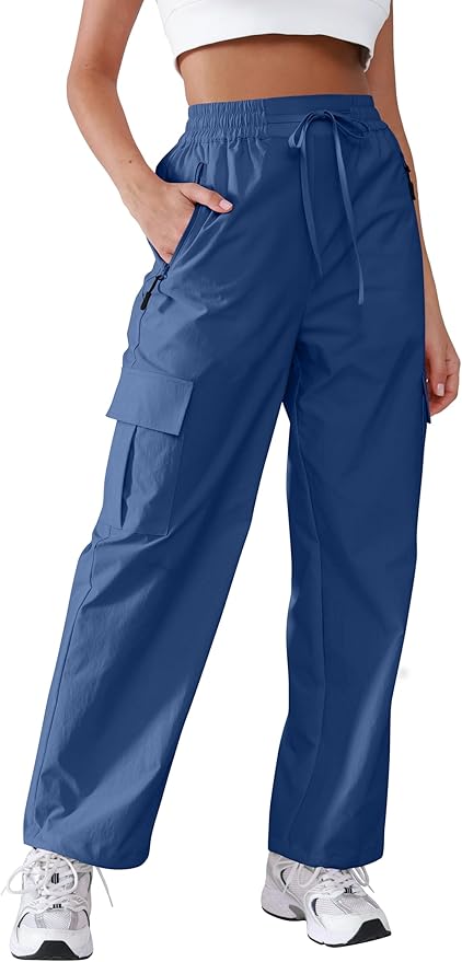 Hiking Pants Women Lightweight Cargo Pants Quick Dry Water Resistant Outdoor Travel Pants with Zipper Pockets