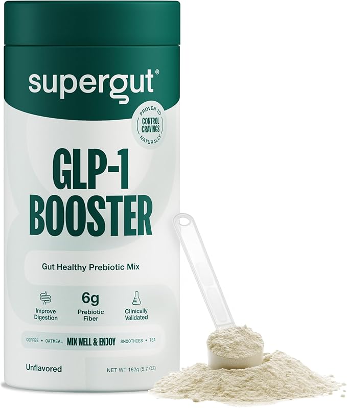 Supergut Gut Healthy GLP-1 Booster - High Fiber GLP-1 Supplement Powder for Women & Men - Sugar-Free Drink Mix for Gut Health (20 Servings)