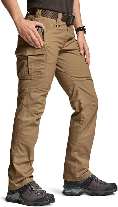 CQR Women's Flex Stretch Tactical Pants, Water Resistant Ripstop Cargo Work Pants with Pockets for Outdoor & Hiking