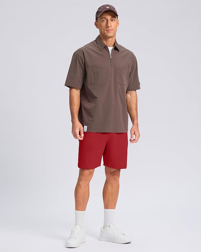 Pudolla Men's Casual Shorts 7"/9" Lightweight Golf Shorts with 3 Pockets Stretch Quick Dry Comfy Work Shorts