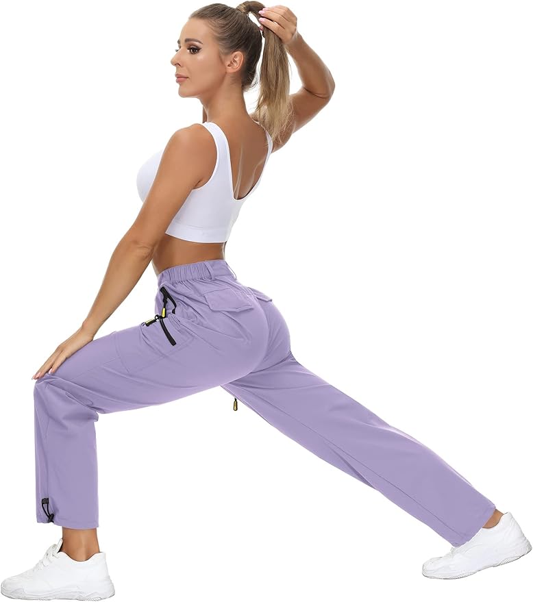 VVK Women's Hiking Cargo Pants Lightweight Quick Dry Outdoor Athletic Pants Camping Climbing Golf Zipper Pockets