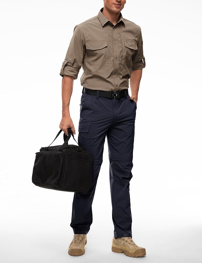 Wespornow Men's-Convertible-Hiking-Pants Quick Dry Lightweight Zip Off Breathable Cargo Pants for Outdoor, Fishing, Safari