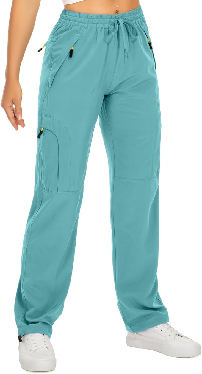 Womens Hiking Pants Quick Dry UPF 50 Lightweight Travel Golf Cargo Safari Pants Zipper Pockets